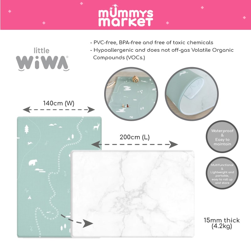 Little Wiwa Lille Verden Marmor Generos Playmat (200cm x 140cm x 15mm)